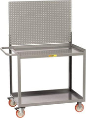 Little Giant - 1,200 Lb Capacity, 2 Shelf Mobile Workbench with Pegboard Panel - 48" Wide x 24" Deep x 60" High, Steel - Apex Tool & Supply
