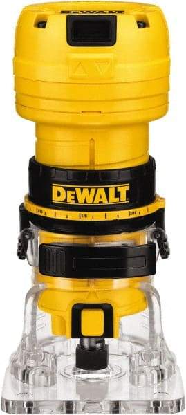DeWALT - 31,000 RPM, 0.6 HP, 4.5 Amp, Laminate Trimmer Electric Router - 120 Volts, 1/4 Inch Collet - Apex Tool & Supply