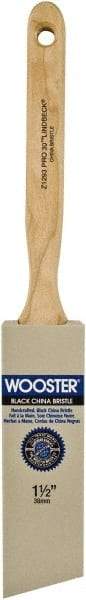 Wooster Brush - 1-1/2" Angled Hog Sash Brush - 2-7/16" Bristle Length, 8" Maple Fluted Handle - Apex Tool & Supply
