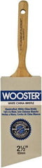 Wooster Brush - 2-1/2" Angled Hog Varnish Brush - 2-15/16" Bristle Length, 6-1/2" Maple Dowel Handle - Apex Tool & Supply