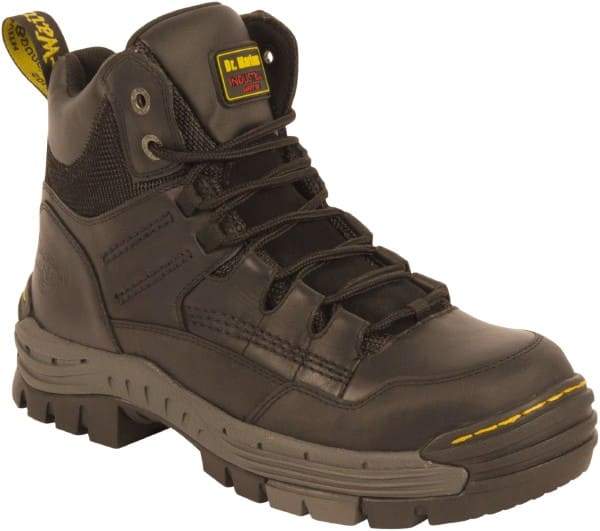 Dr. Martens - Men's Size 7 Medium Width Composite Work Boot - Black, Leather Upper, Rubber Outsole, 6-1/2" High, Non-Slip - Apex Tool & Supply