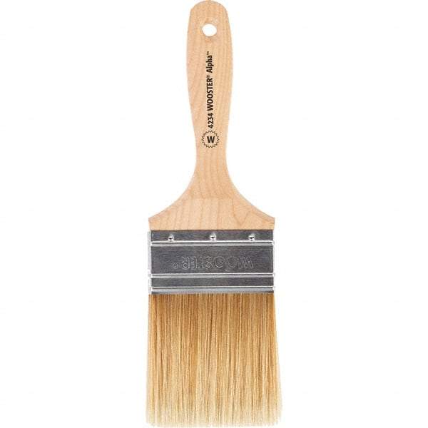 Wooster Brush - 3" Flat Synthetic Wall Brush - 3-7/16" Bristle Length, 6-1/4" Maple Beavertail Handle - Apex Tool & Supply