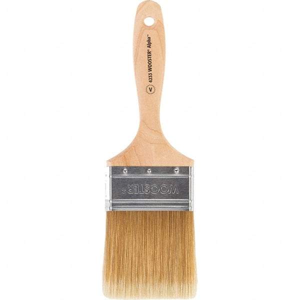 Wooster Brush - 3" Flat Synthetic Varnish Brush - 3-3/16" Bristle Length, 6-1/2" Maple Beavertail Handle - Apex Tool & Supply