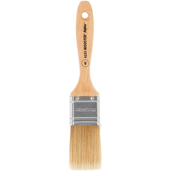 Wooster Brush - 1-1/2" Flat Synthetic Varnish Brush - 2-7/16" Bristle Length, 6-1/2" Maple Beavertail Handle - Apex Tool & Supply