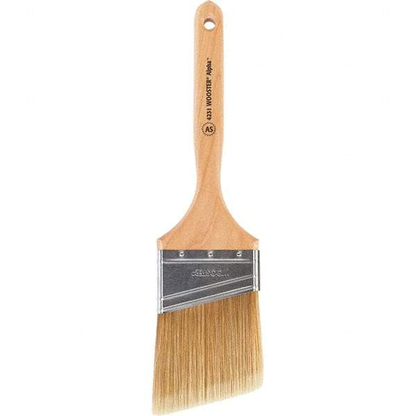 Wooster Brush - 3" Angled Synthetic Sash Brush - 3-3/16" Bristle Length, 7-7/8" Maple Fluted Handle - Apex Tool & Supply