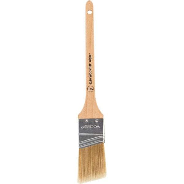 Wooster Brush - 1-1/2" Angled Synthetic Sash Brush - 2-3/16" Bristle Length, 8" Maple Rattail Handle - Apex Tool & Supply