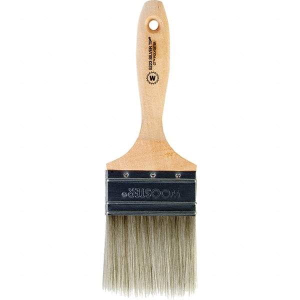 Wooster Brush - 3" Flat Synthetic Wall Brush - 3-3/16" Bristle Length, 5-11/16" Wood Beavertail Handle - Apex Tool & Supply