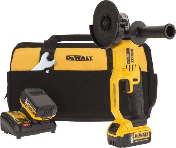 DeWALT - 4-1/2" Wheel Diam, 7,000 RPM, Cordless Angle & Disc Grinder - 5/8" Spindle - Apex Tool & Supply