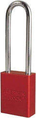 American Lock - Keyed Different Conductive Lockout Padlock - 3" Shackle Clearance, 1/4" Shackle Diam, 1.8" Body Height x 3/4" Body Width, Red, 6 Pins - Apex Tool & Supply