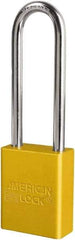 American Lock - Keyed Different Conductive Lockout Padlock - 3" Shackle Clearance, 1/4" Shackle Diam, 1.8" Body Height x 3/4" Body Width, Yellow, 6 Pins - Apex Tool & Supply