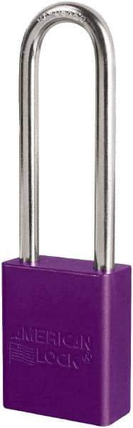 American Lock - Keyed Different Conductive Lockout Padlock - 3" Shackle Clearance, 1/4" Shackle Diam, 1.8" Body Height x 3/4" Body Width, Purple, 6 Pins - Apex Tool & Supply