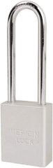 American Lock - Keyed Different Conductive Lockout Padlock - 3" Shackle Clearance, 1/4" Shackle Diam, 1.8" Body Height x 1-1/2" Body Width, Silver, 6 Pins - Apex Tool & Supply
