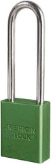 American Lock - Keyed Different Conductive Lockout Padlock - 3" Shackle Clearance, 1/4" Shackle Diam, 1.8" Body Height x 3/4" Body Width, Green, 6 Pins - Apex Tool & Supply