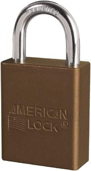 American Lock - Keyed Different Conductive Lockout Padlock - 1" Shackle Clearance, 1/4" Shackle Diam, 1.8" Body Height x 3/4" Body Width, Brown, 6 Pins - Apex Tool & Supply