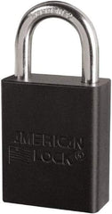American Lock - Keyed Different Conductive Lockout Padlock - 1" Shackle Clearance, 1/4" Shackle Diam, 1.8" Body Height x 3/4" Body Width, Black, 6 Pins - Apex Tool & Supply