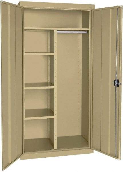 Sandusky Lee - 5 Shelf Combination Storage Cabinet - Steel, 46" Wide x 24" Deep x 72" High, Tropic Sand - Apex Tool & Supply