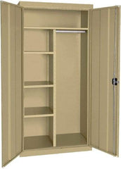 Sandusky Lee - 5 Shelf Combination Storage Cabinet - Steel, 46" Wide x 24" Deep x 72" High, Tropic Sand - Apex Tool & Supply