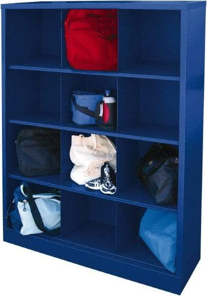 Sandusky Lee - 4 Shelf, Closed Shelving Cubby Cabinet - 46 Inch Wide x 18 Inch Deep x 66 Inch High, Blue - Apex Tool & Supply