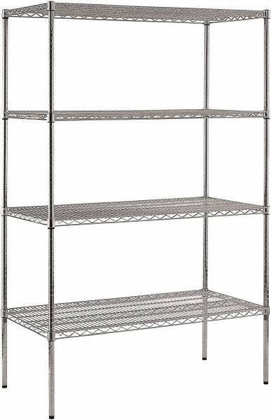 Sandusky Lee - 4 Shelf Wire Shelving Unit - 48" Wide x 24" Deep x 74" High, - Apex Tool & Supply