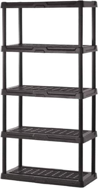 Sandusky Lee - 72" High x 36" Wide x 24" Deep, 5 Shelf Polyurethane Utility Plastic Shelving - Black, 150 Lb Capacity - Apex Tool & Supply