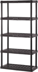 Sandusky Lee - 72" High x 36" Wide x 24" Deep, 5 Shelf Polyurethane Utility Plastic Shelving - Black, 150 Lb Capacity - Apex Tool & Supply