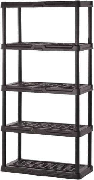 Sandusky Lee - 72" High x 36" Wide x 18" Deep, 5 Shelf Polyurethane Utility Plastic Shelving - Black, 150 Lb Capacity - Apex Tool & Supply