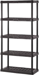 Sandusky Lee - 72" High x 36" Wide x 18" Deep, 5 Shelf Polyurethane Utility Plastic Shelving - Black, 150 Lb Capacity - Apex Tool & Supply