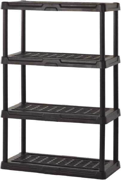 Sandusky Lee - 56" High x 36" Wide x 18" Deep, 4 Shelf Polyurethane Utility Plastic Shelving - Black, 150 Lb Capacity - Apex Tool & Supply