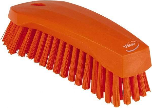 Vikan - 1.3" Bristle Length, Polyester Scrub Brush - 3" Wide Head, 8" OAL, Orange, Polypropylene Block - Apex Tool & Supply
