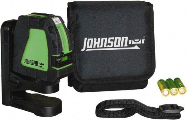 Johnson Level & Tool - 2 Beam 200' (Interior) Max Range Self Leveling Cross Line Laser - Green Beam, 1/8" at 35' Accuracy, 4-1/8" Long x 4-1/8" Wide x 1-15/16" High, Battery Included - Apex Tool & Supply