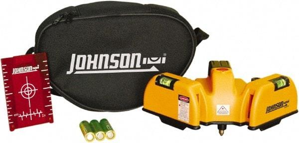 Johnson Level & Tool - 2 Beam 65' (Interior) Max Range Line Laser Level - Red Beam, 1/16" at 20' Accuracy, 6-1/2" Long x 4" Wide x 6-1/2" High, Battery Included - Apex Tool & Supply