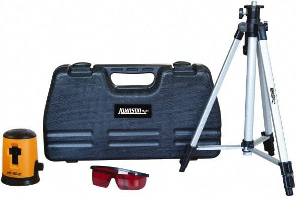 Johnson Level & Tool - 1 Beam 100' (Interior) Max Range Self Leveling Cross Line Laser - Red Beam, 1/4" at 35' Accuracy, 5" Long x 3-1/2" Wide x 4" High, Battery Not Included - Apex Tool & Supply