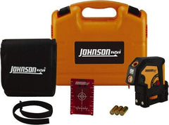 Johnson Level & Tool - 3 Beam 100' (Interior) Max Range Self Leveling Dot Laser Level - Red Beam, 1/8" at 50' Accuracy, 4-3/4" Long x 3" Wide x 4-3/4" High, Battery Included - Apex Tool & Supply
