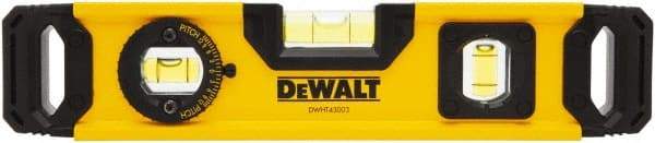DeWALT - Magnetic 9" Long 2 Vial Torpedo Level - Aluminum, Yellow - Apex Tool & Supply