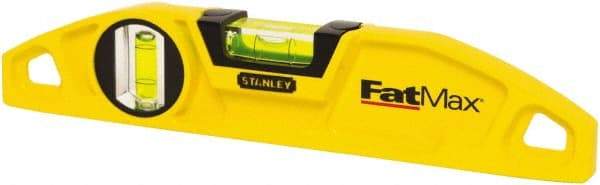 Stanley - 2 Vial, 9" Aluminum Die Cast Torpedo Level - Magnetic, Yellow - Apex Tool & Supply