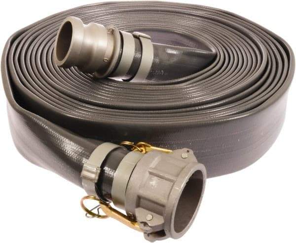 Continental ContiTech - 4" ID x 4.33 OD, 45 Working psi, Gray Pliovic Hose, Lays Flat - 50' Long, -10 to 150°F - Apex Tool & Supply