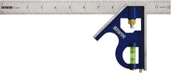 Irwin - 2 Piece, 12" Combination Square Set - 1/16, 1/32, 1/64 & 1/8" (4R) Graduation, Stainless Steel Blade, Cast Zinc Square Head - Apex Tool & Supply