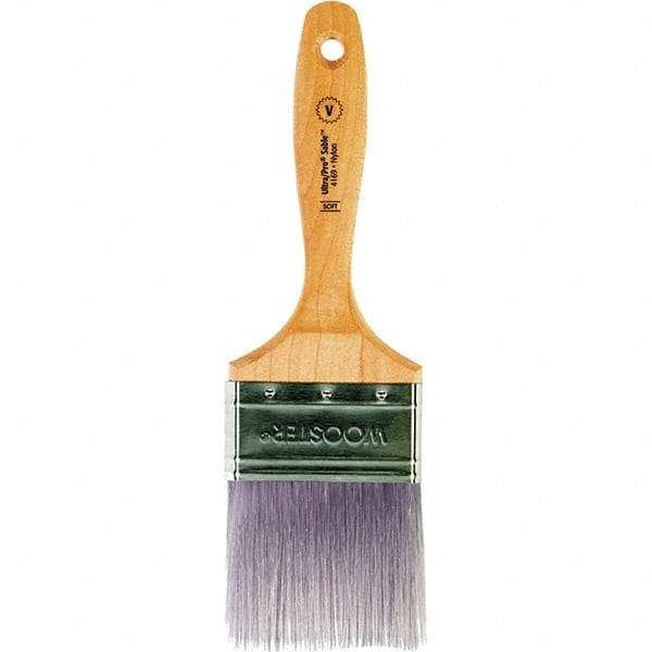 Wooster Brush - 3" Flat Synthetic Varnish Brush - 3-3/16" Bristle Length, 6-1/2" Maple Beavertail Handle - Apex Tool & Supply