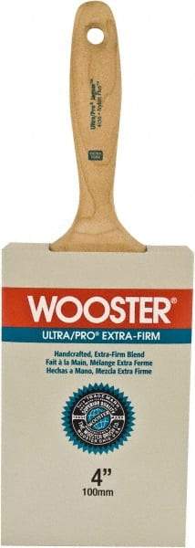 Wooster Brush - 4" Flat Synthetic Wall Brush - 3-15/16" Bristle Length, 6-1/4" Maple Beavertail Handle - Apex Tool & Supply