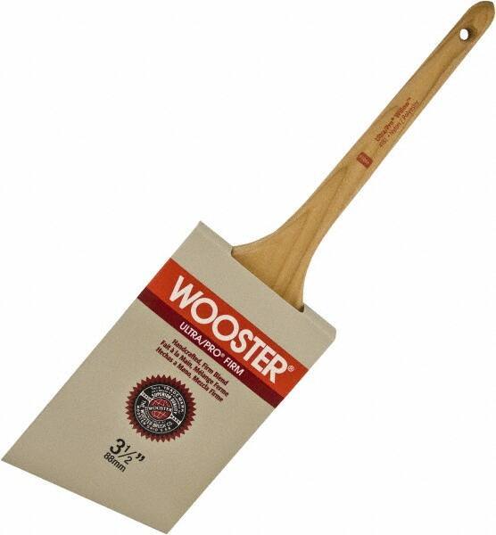 Wooster Brush - 3-1/2" Angled Nylon/Polyester Sash Brush - 3-3/16" Bristle Length, 8" Maple Rattail Handle - Apex Tool & Supply