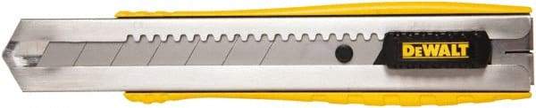 DeWALT - Snap Utility Knife - 1/4" Carbon Steel Blade, Yellow & Silver Plastic/Stainless Steel Handle, 1 Blade Included - Apex Tool & Supply