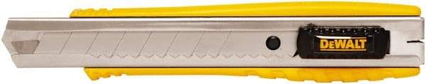 DeWALT - Snap Utility Knife - 1/4" Carbon Steel Blade, Yellow & Silver Plastic/Stainless Steel Handle, 1 Blade Included - Apex Tool & Supply