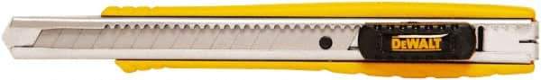 DeWALT - Snap Utility Knife - 1/4" Carbon Steel Blade, Yellow & Silver Plastic/Stainless Steel Handle, 1 Blade Included - Apex Tool & Supply