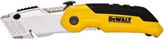 DeWALT - Fixed Folding Utility Knife - 2-1/2" Bi-Metal Blade, Yellow & Black Metal Handle, 1 Blade Included - Apex Tool & Supply