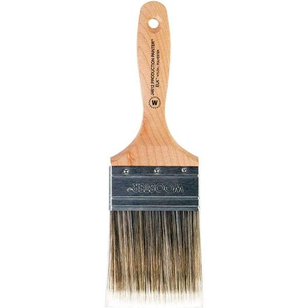 Wooster Brush - 3" Flat Nylon/Polyester Wall Brush - 3-7/16" Bristle Length, 6-1/4" Maple Beavertail Handle - Apex Tool & Supply