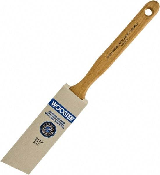 Wooster Brush - 1-1/2" Angled Hog Sash Brush - 2-7/16" Bristle Length, 7-7/8" Maple Fluted Handle - Apex Tool & Supply