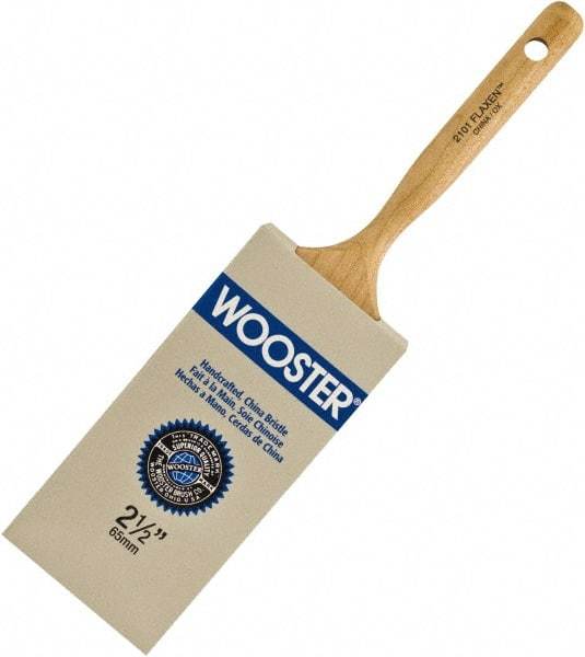Wooster Brush - 2-1/2" Flat Hog Varnish Brush - 2-11/16" Bristle Length, 6-1/4" Maple Dowel Handle - Apex Tool & Supply
