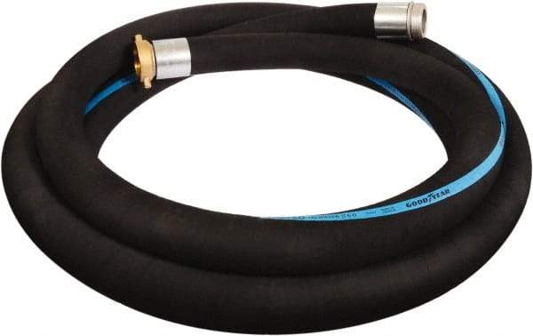 Alliance Hose & Rubber - 1-1/2" ID x 1.87 OD, 150 Working psi, Black Synthetic Rubber Water & Discharge Hose - Male x Female NPSH Ends, 20' Long, -25 to 200°F - Apex Tool & Supply