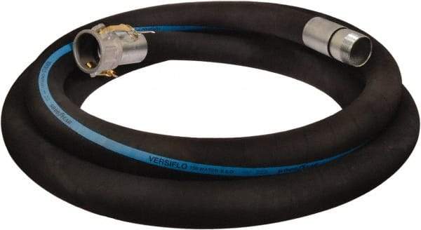 Alliance Hose & Rubber - 6" ID x 6.6 OD, 150 Working psi, Black Synthetic Rubber Water & Discharge Hose - Female Camlock x Male Nipple Ends, 20' Long, -25 to 200°F - Apex Tool & Supply