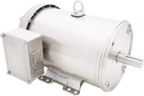 Leeson - 5 Max hp, 1,800 Max RPM, Premium Efficient Electric AC DC Motor - 230/460 V Input, Three Phase, 184TC Frame, C-Face with Base Mount, TEFC Enclosure - Apex Tool & Supply